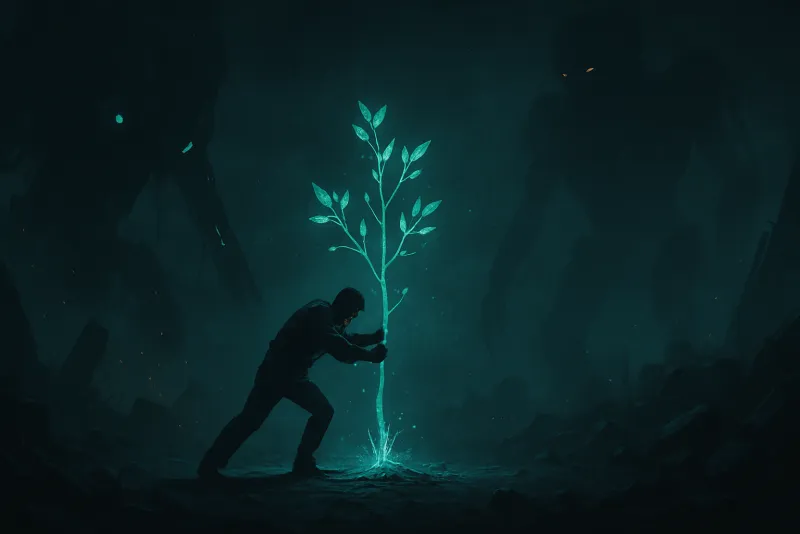 Illustration of the Humans Never Give Up trope